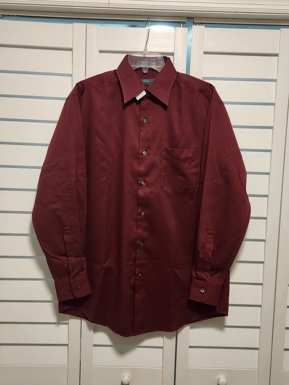 Perry Ellis Men's Long-Sleeve Dress Shirt - Burgundy